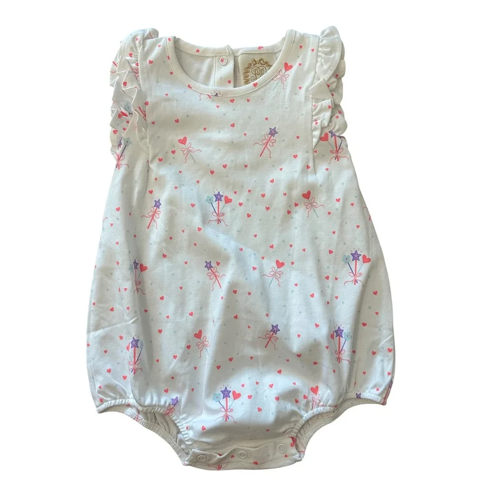 The Beaufort Bonnet Company Magic Wand Heart Pima Cotton Bubble Romper 2T